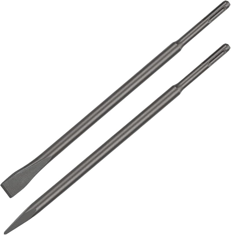 Phyxlyn 16" SDS Plus Chisel Set, 3/4" Flat Chisel and Point Chisel with Sds Plus Shank Ideal for Concrete Demolition, Tile Removal Chisel Tool for SDS Plus Hammer Drill Attachment - Image 1